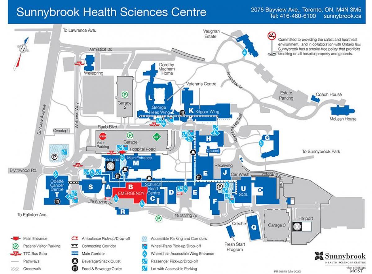 карта госпиталь Саннибрук в Торонто