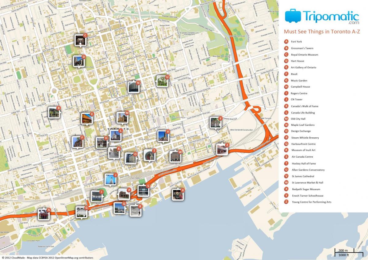карта Торонто достопримечательности