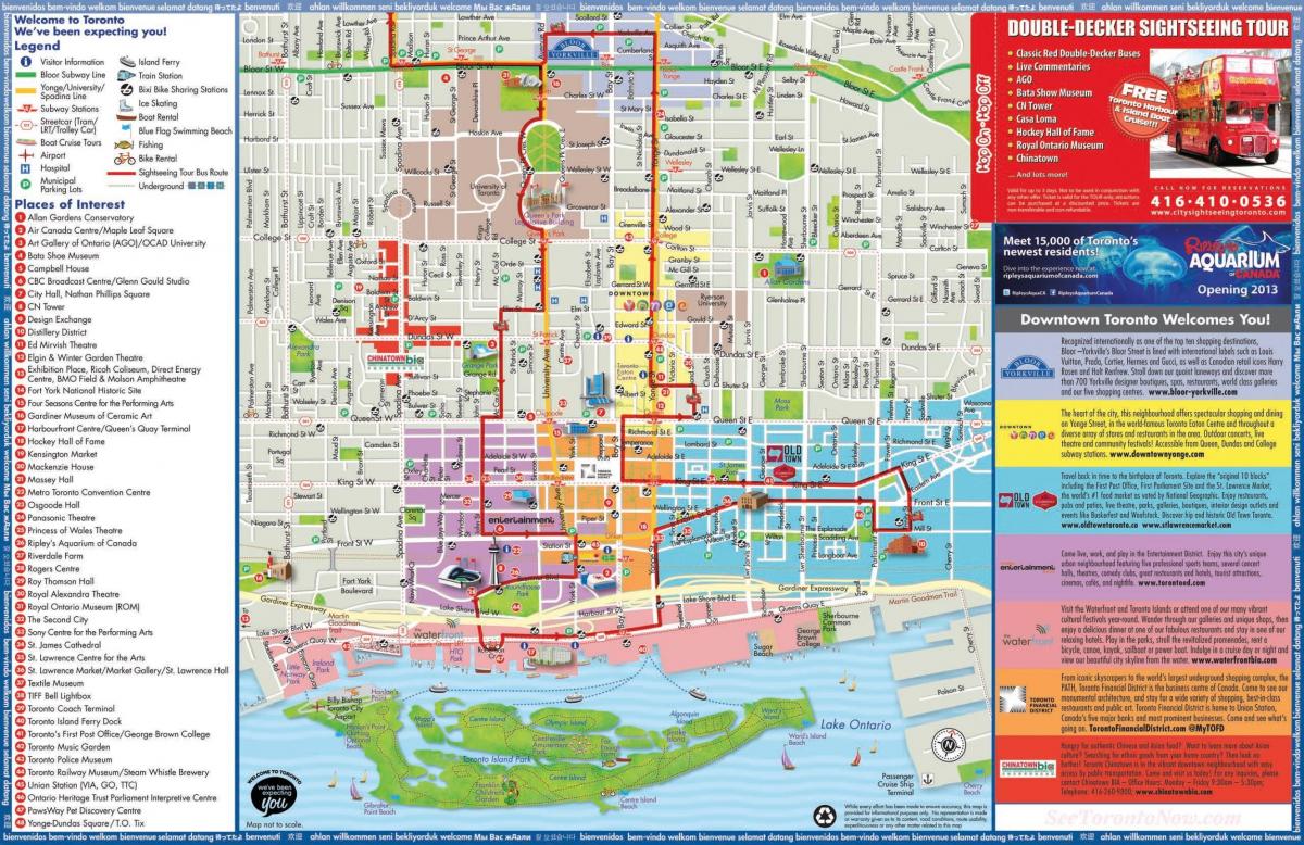 карта Торонто хоп-он-хоп-офф автобусный тур