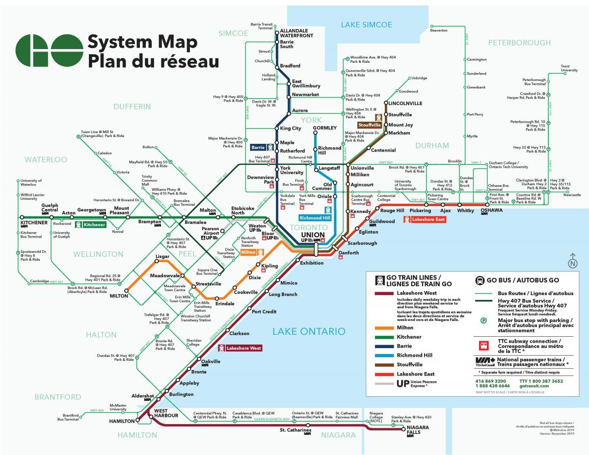 Общественный транспорт Торонто карте