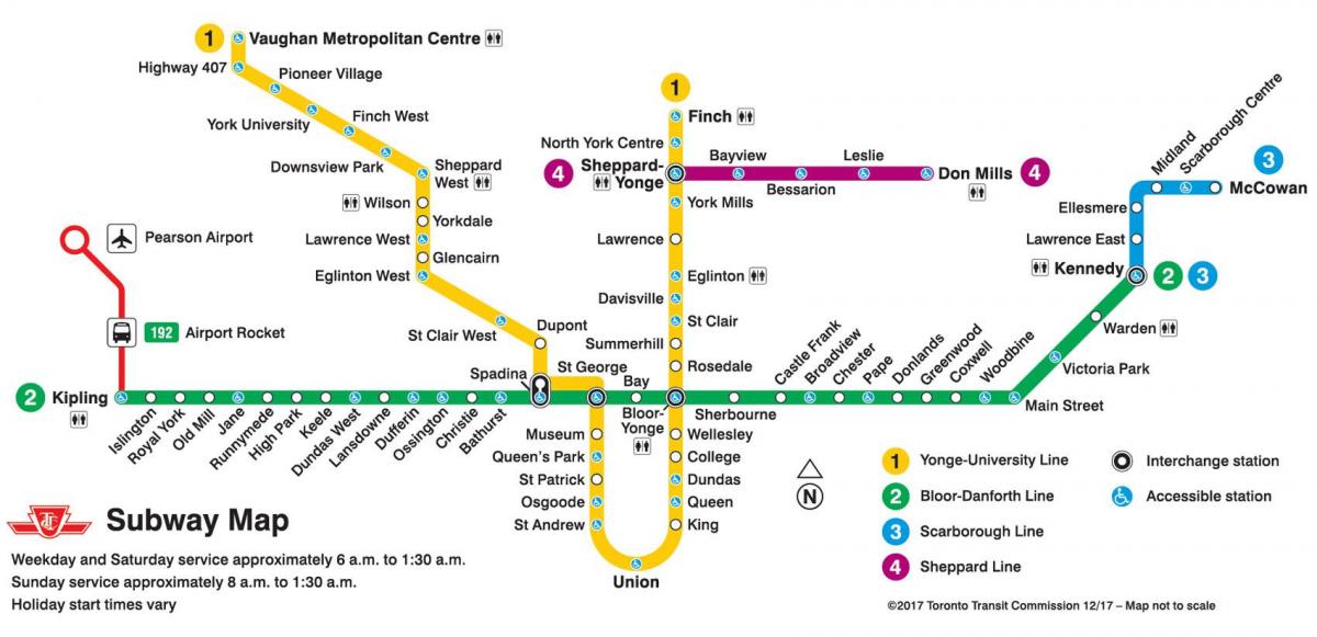 Линии метро Торонто карта